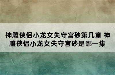 神雕侠侣小龙女失守宫砂第几章 神雕侠侣小龙女失守宫砂是哪一集